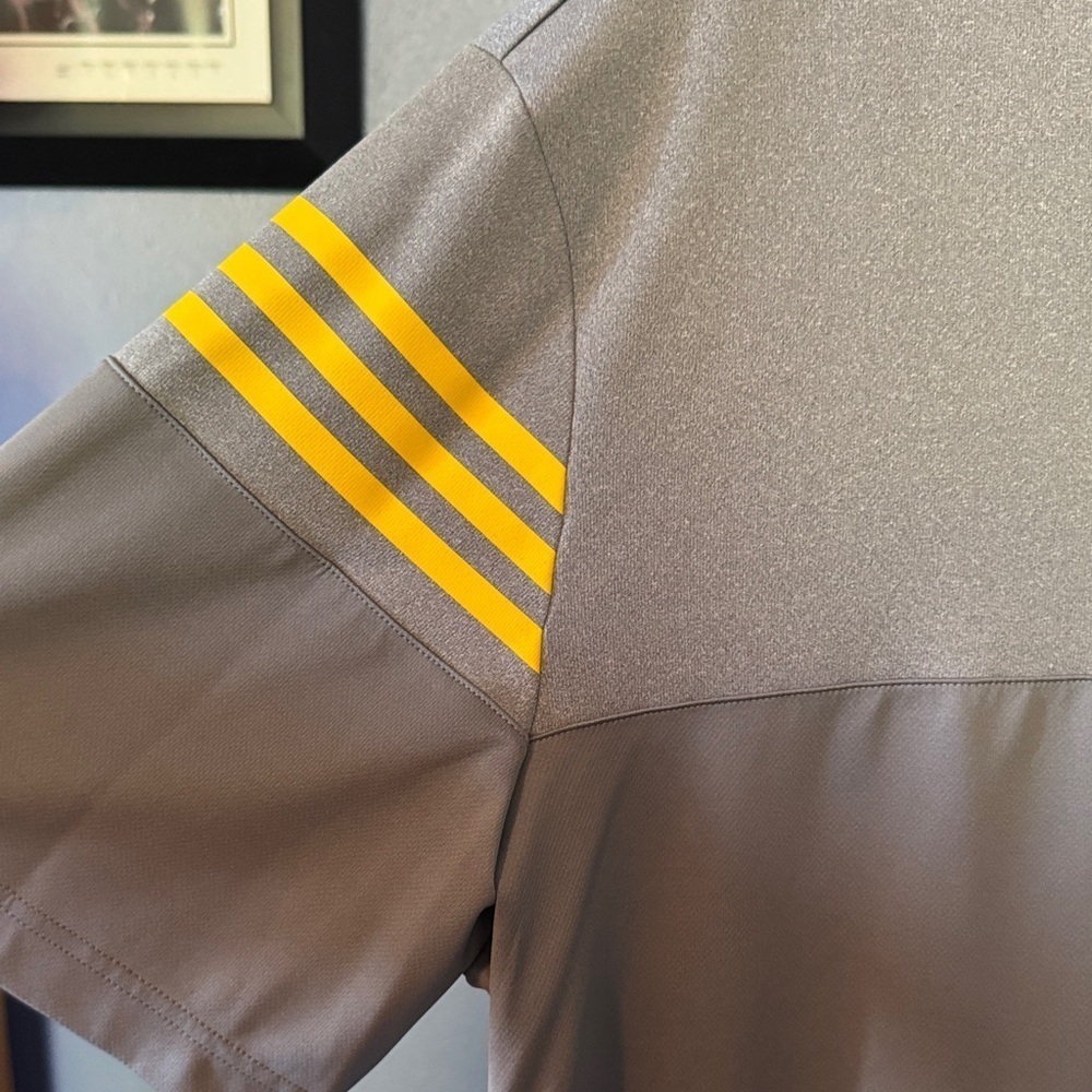 Adidas Men's Polo in Gray with Yellow Accents - Picture 2 of 5
